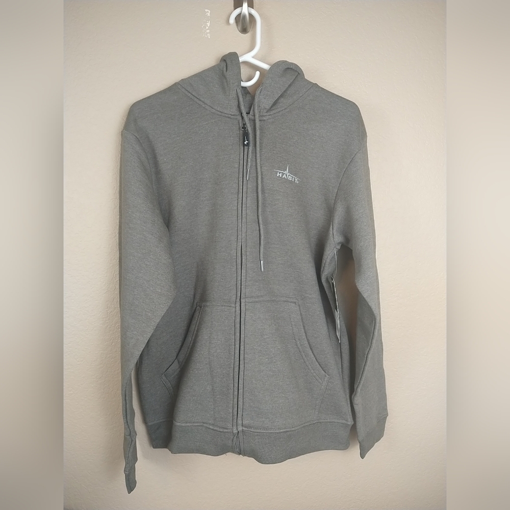 Habit Mens Gunmetal Gray Heavy Weight Zip Up Hooded Sweatshirt Medium